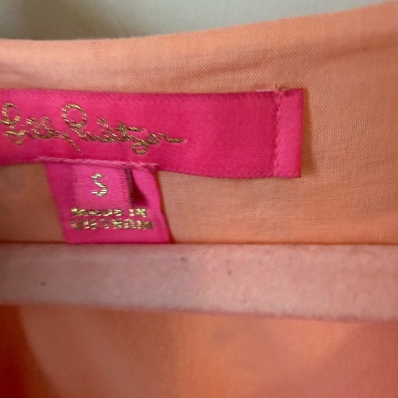 Lilly Pulitzer Coral Eyelet Blouse with Pom-Pom Trim size small - Picture 5 of 7